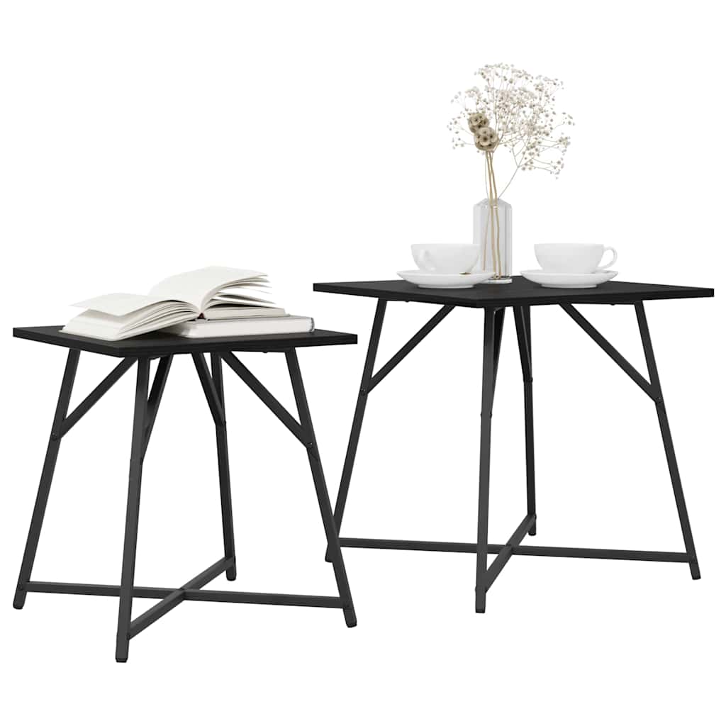 Sidebordssæt 2 pcs Sort eg