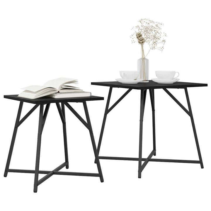 Sidebordssæt 2 pcs Sort eg