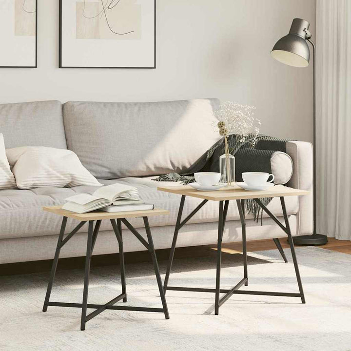 Sidebordssæt 2 pcs Sonoma Eg og Sort