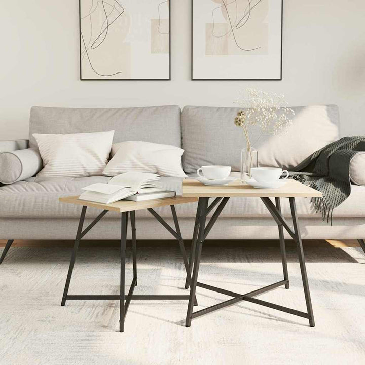 Sidebordssæt 2 pcs Sonoma Eg og Sort