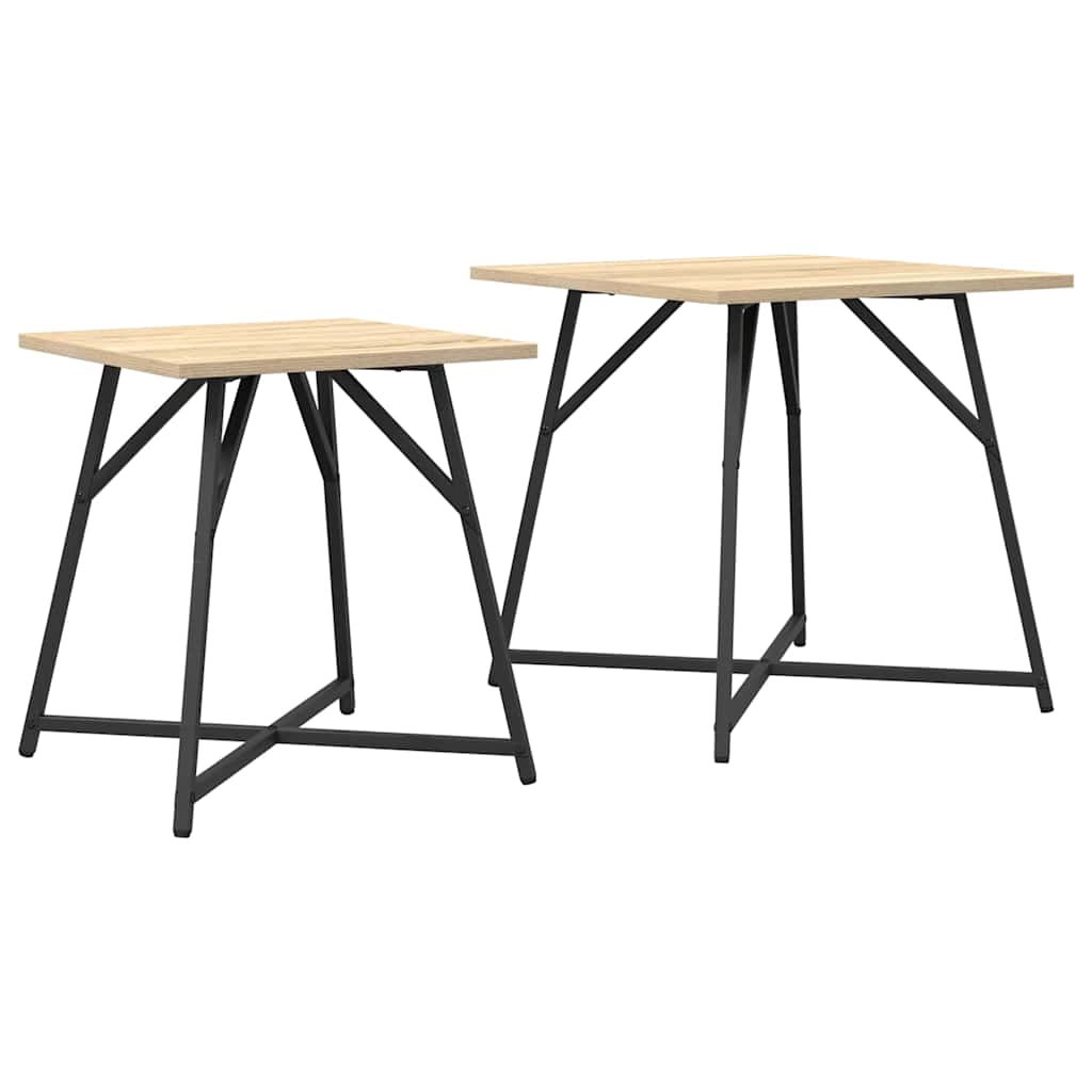 Sidebordssæt 2 pcs Sonoma Eg og Sort
