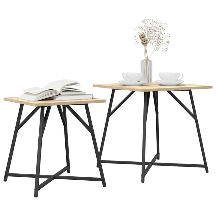 Sidebordssæt 2 pcs Sonoma Eg og Sort
