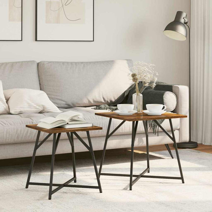 Sidebordssæt 2 pcs Røget Eg og Sort