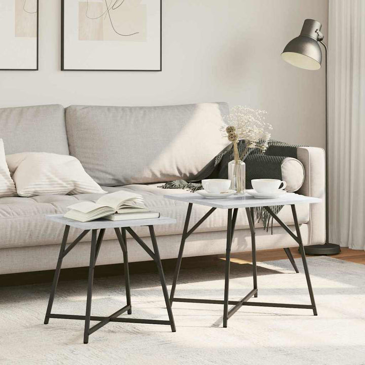 Sidebordssæt 2 pcs Grå Sonoma og Sort