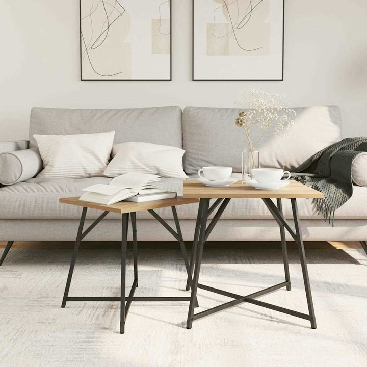 Sidebordssæt 2 stk. Artisan egetræ og sort 50 x 50 x 50 cm