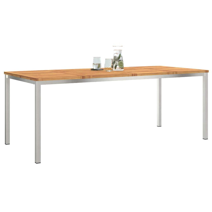Spisebord 200x90x75 cm Massiv akacietræ og rustfrit stål