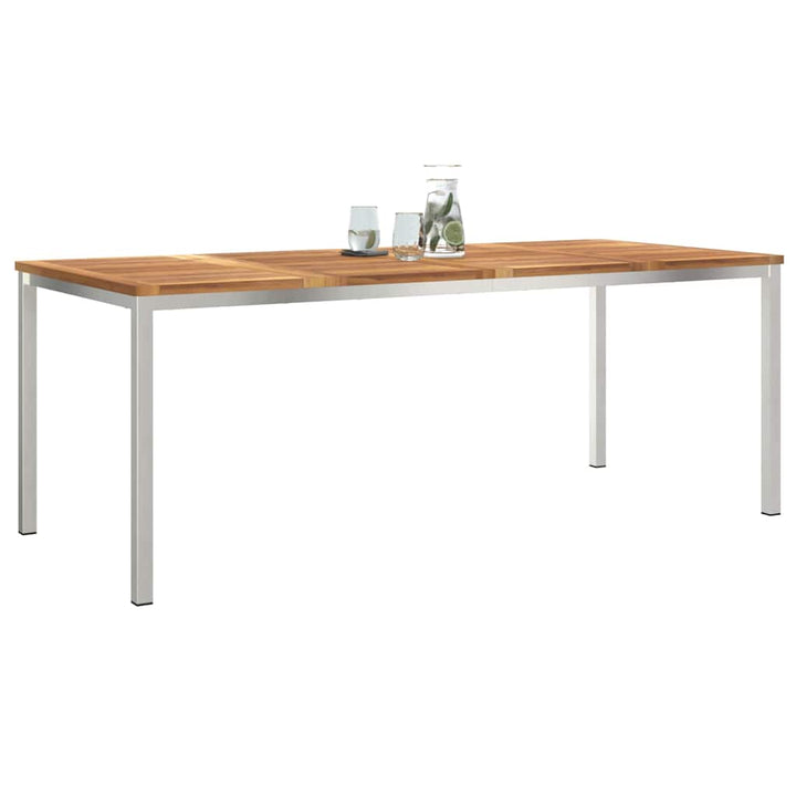 Spisebord 200x90x75 cm Massiv teaktræ og rustfrit stål