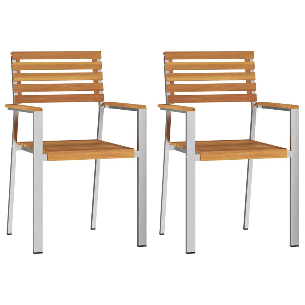 Have Stol 2 pcs Massiv akacietræ og rustfrit stål