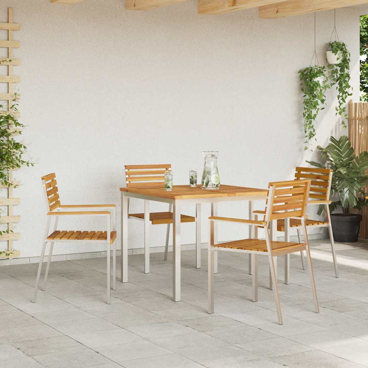 Have Stol 4 pcs Massiv akacietræ og rustfrit stål