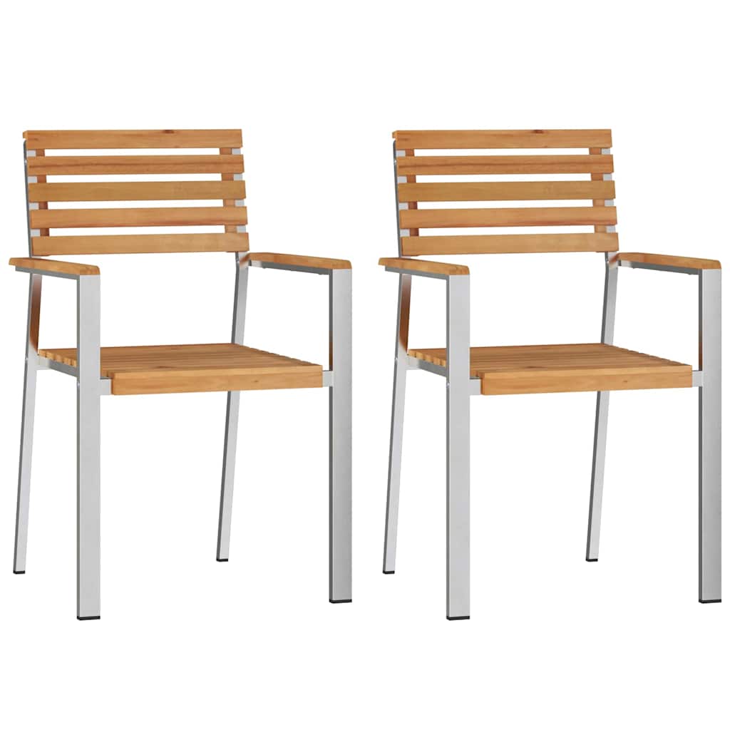Have Stol 2 pcs Massiv teaktræ og rustfrit stål