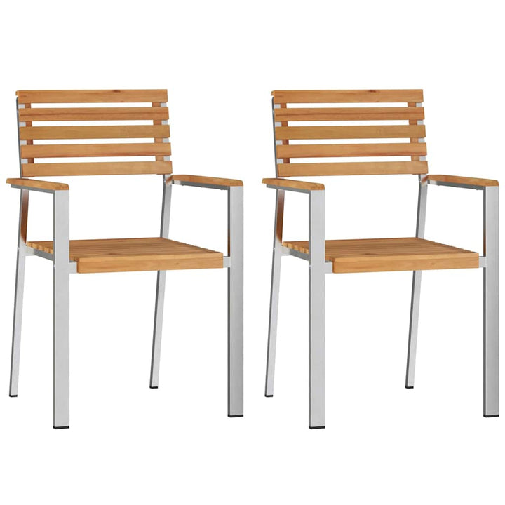 Have Stol 2 pcs Massiv teaktræ og rustfrit stål