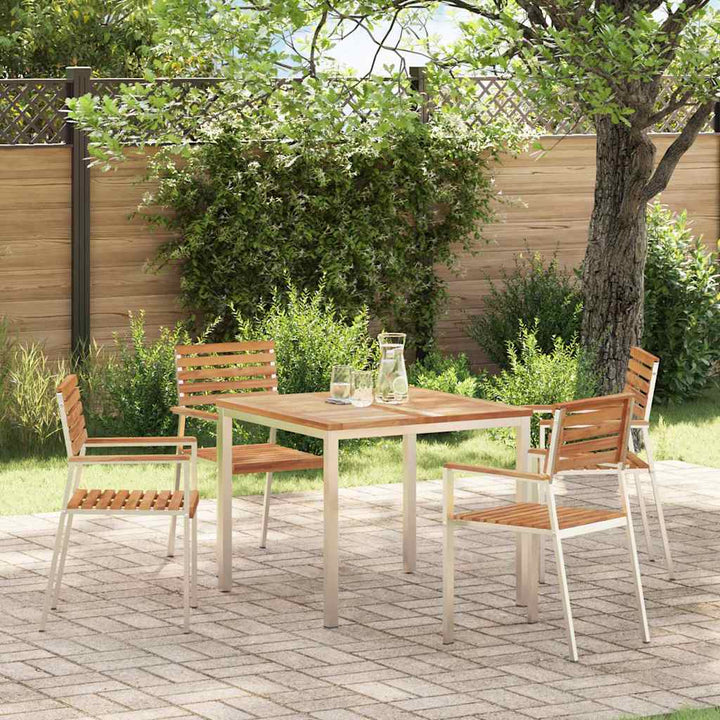 Have Stol 4 pcs Massiv Teaktræ og Rustfrit Stål