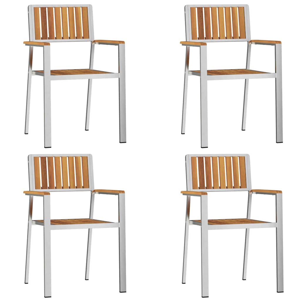 Have Stol 4 pcs Massiv akacietræ og rustfrit stål