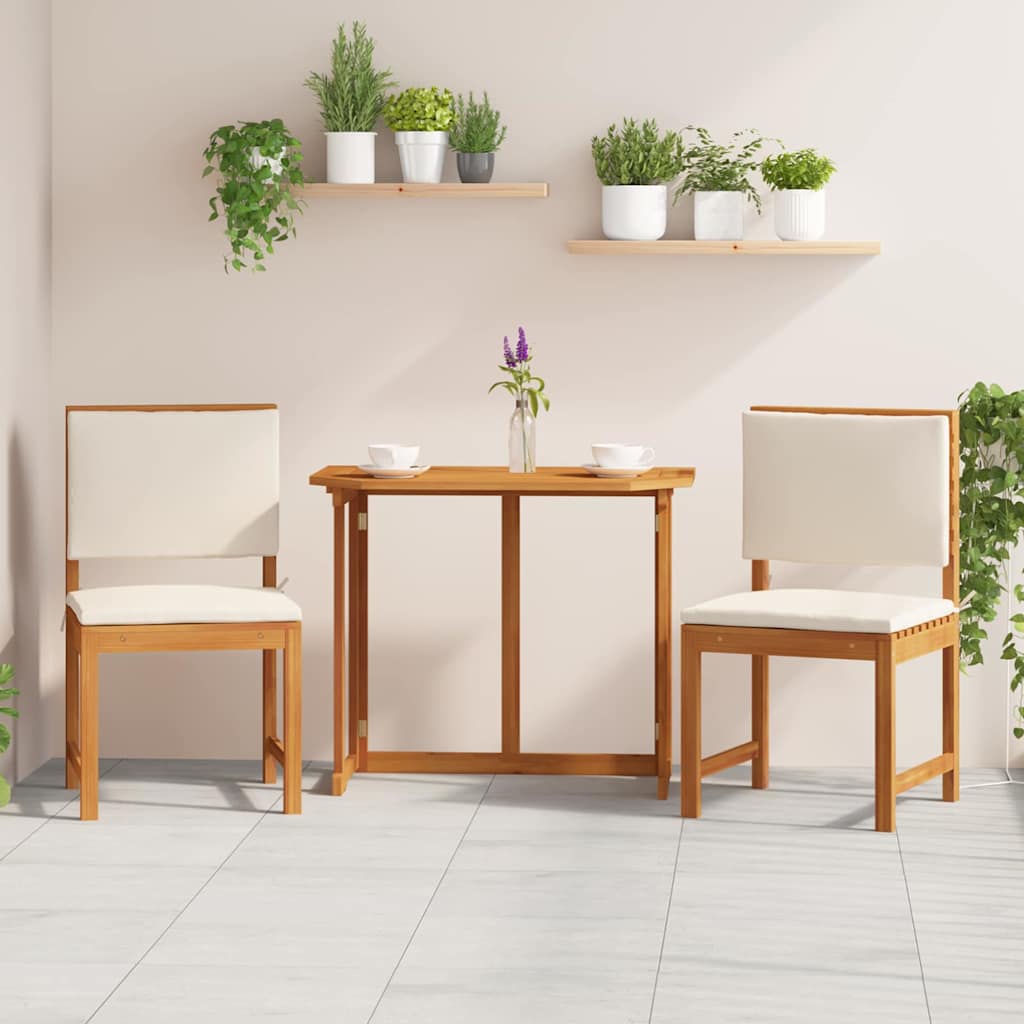 Have Stol med pude 2 pcs Brun Massivt akacietræ