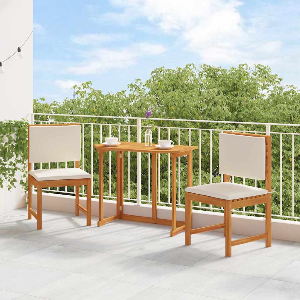 Have Stol med pude 2 pcs Brun Massivt akacietræ