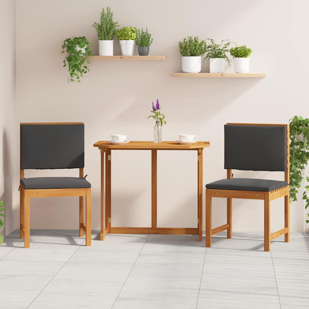Have Stol med pude 2 pcs Brun Massivt akacietræ