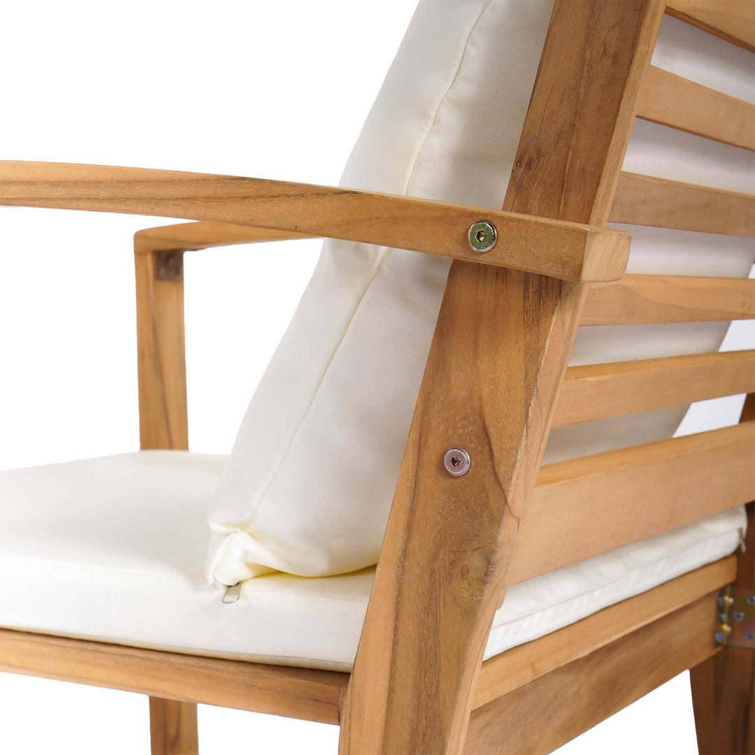 Stol 2 Stk Brun og Creme 65 x 60 x 76,5 cm Massiv Teaktræ