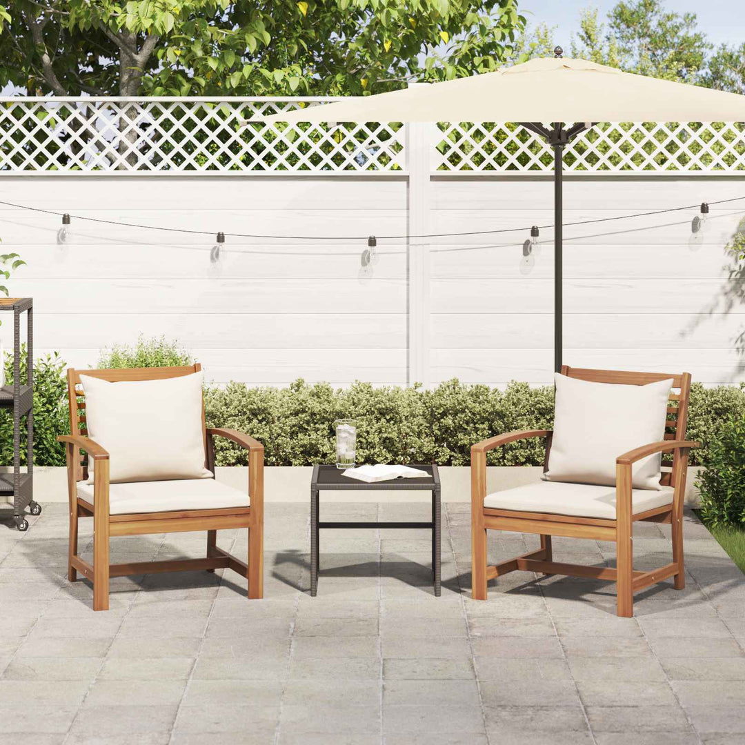 Stol 2 Stk Brun og Creme 65 x 60 x 76,5 cm Massiv Teaktræ