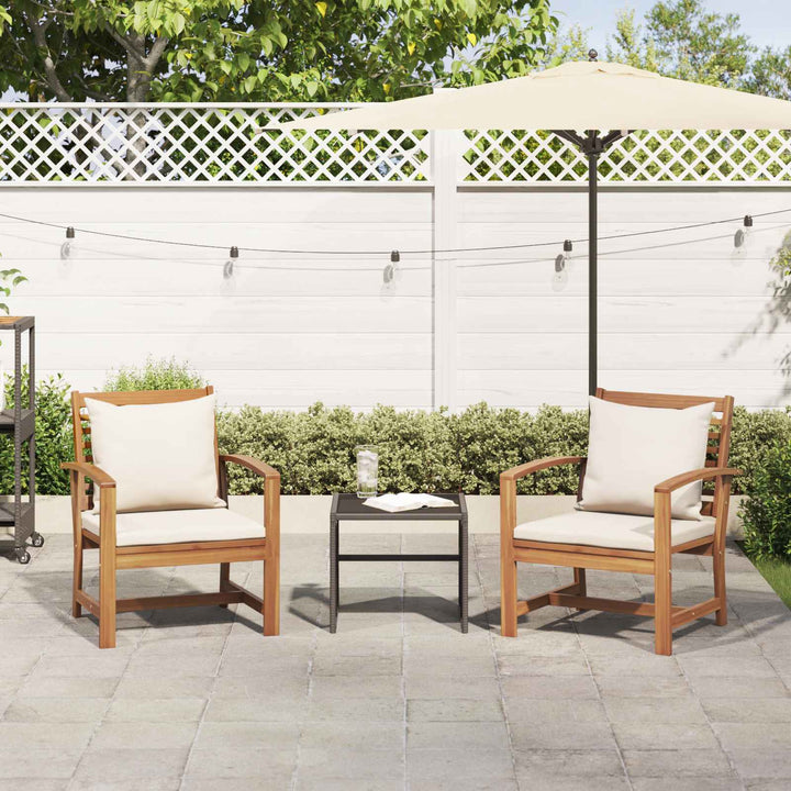 Stol 2 Stk Brun og Creme 65 x 60 x 76,5 cm Massiv Teaktræ