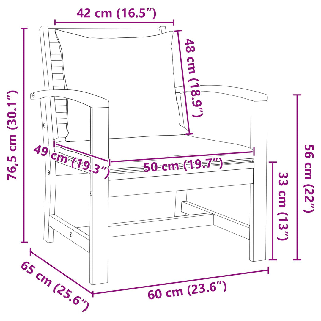 Stol 2 Stk Brun og Creme 65 x 60 x 76,5 cm Massiv Teaktræ