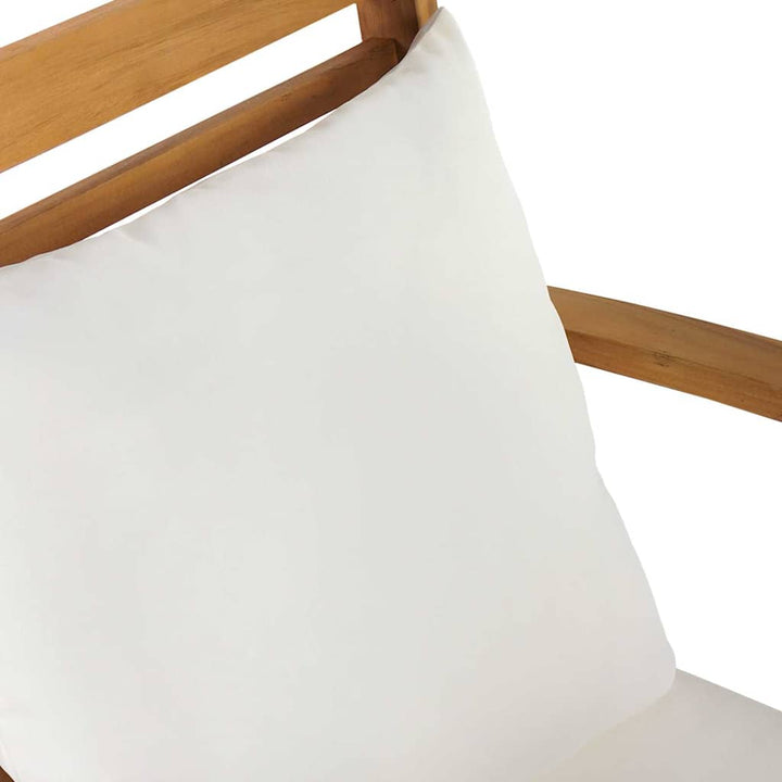 bænk med pude 2 pcs Brun og Creme Massiv Teaktræ