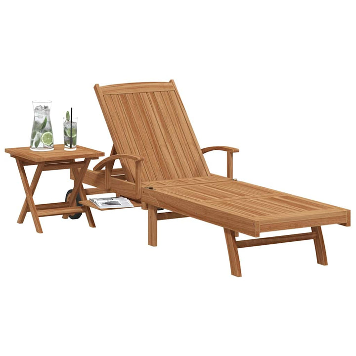 Liggestol 2 pcs Massiv Teaktræ Brun