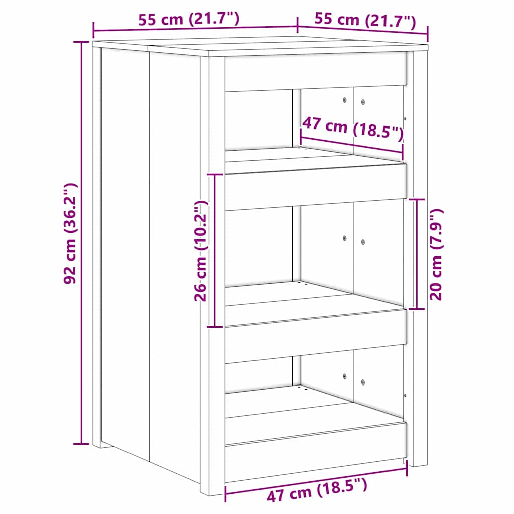 Køkkenskab MEPPEL Hvid 55 x 55 x 92 cm Massiv fyrretræ
