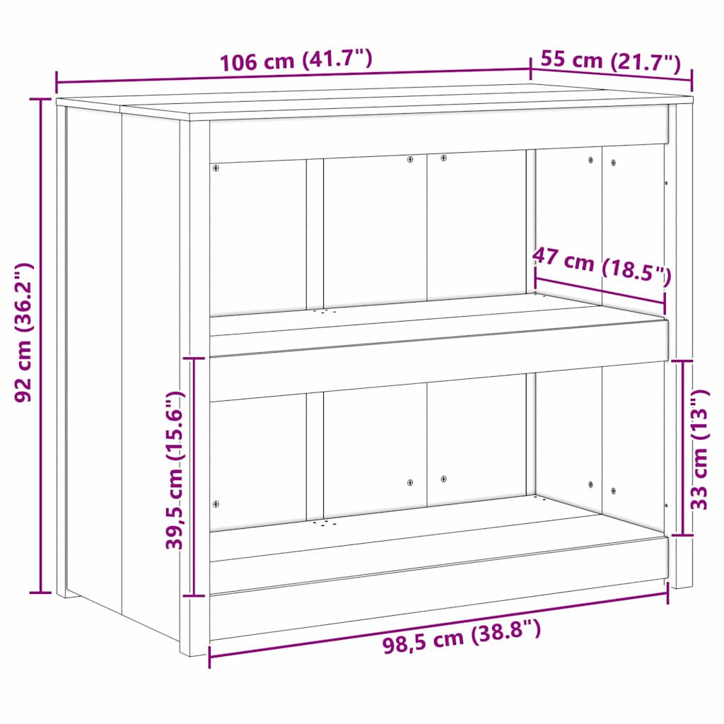 Køkkenskab MEPPEL Hvid 106 x 55 x 92 cm Massiv fyrretræ