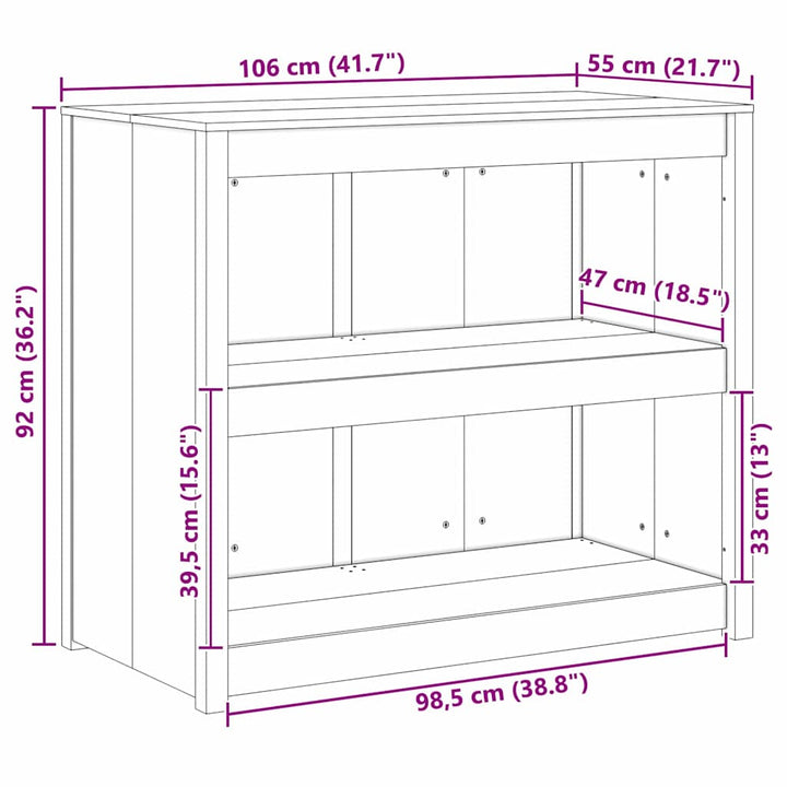 Køkkenskab MEPPEL Brun eg 106 x 55 x 92 cm Massiv fyrretræ