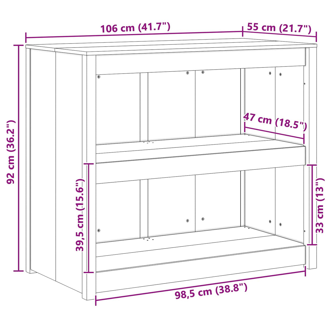 Køkkenskab MEPPEL Brun eg 106 x 55 x 92 cm Massiv fyrretræ
