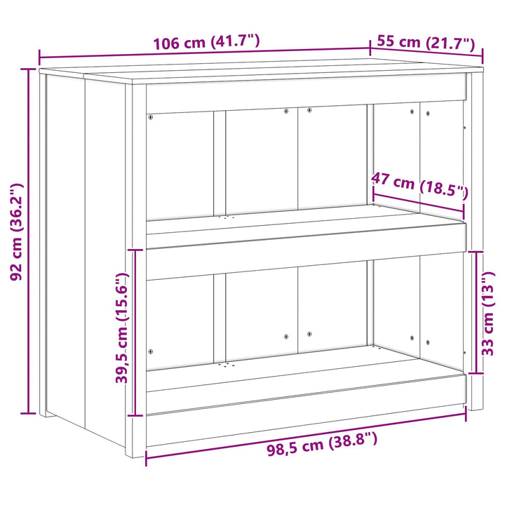 Køkkenskab MEPPEL Brun eg 106 x 55 x 92 cm Massiv fyrretræ