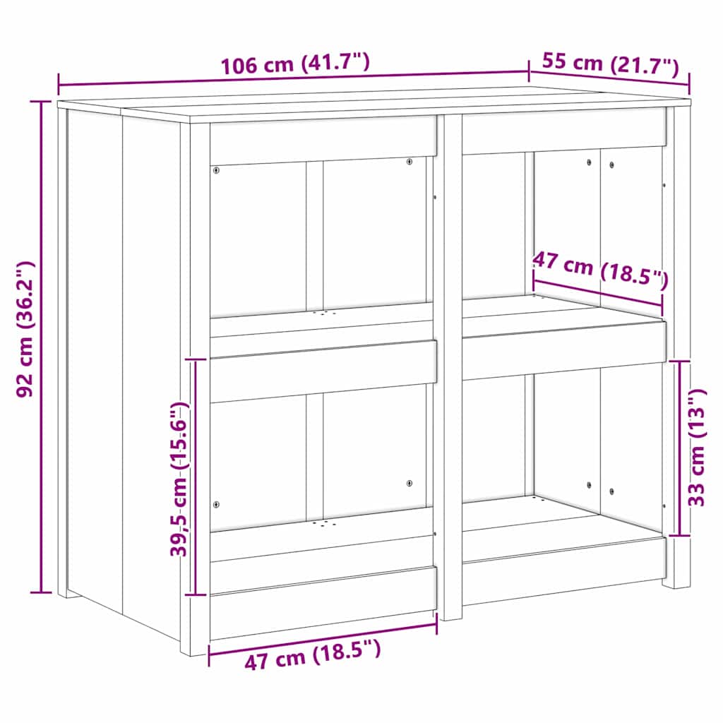 Køkkenskab MEPPEL Douglasgran 106 x 55 x 92 cm