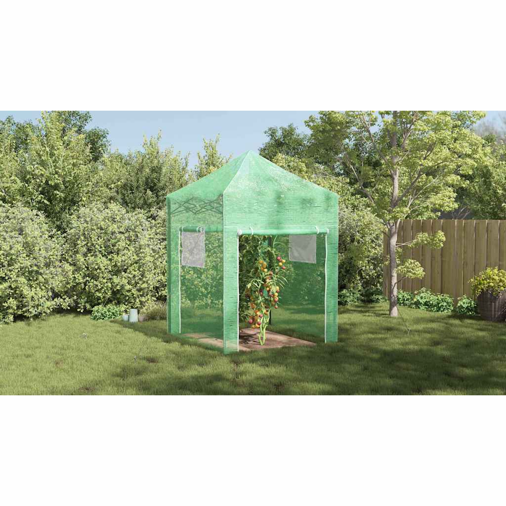 Drivhus med op-poppende ramme Grøn 200 x 200 x 300 cm Jern