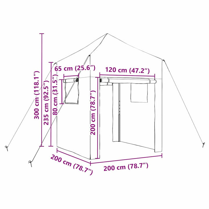 Drivhus med op-poppende ramme Grøn 200 x 200 x 300 cm Jern