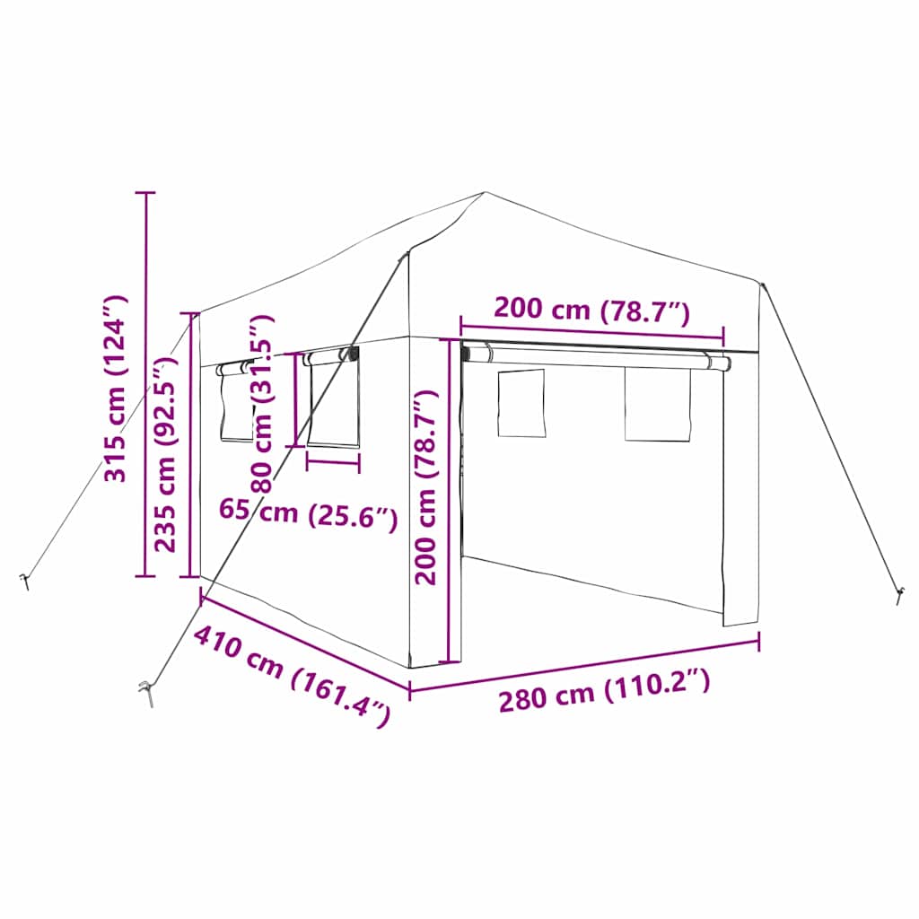 Drivhus med op-poppende ramme Grøn 280 x 410 x 315 cm Jern