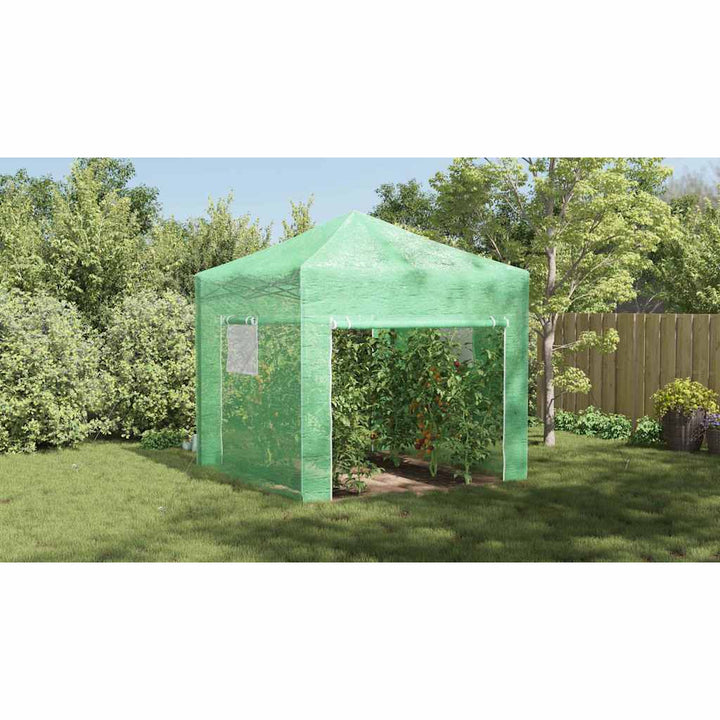 Drivhus med op-poppende ramme Grøn 290 x 290 x 315 cm Jern