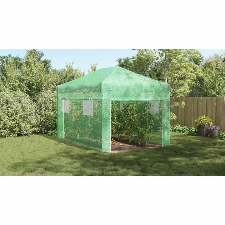 Drivhus med op-poppende ramme Grøn 290 x 430 x 315 cm Jern