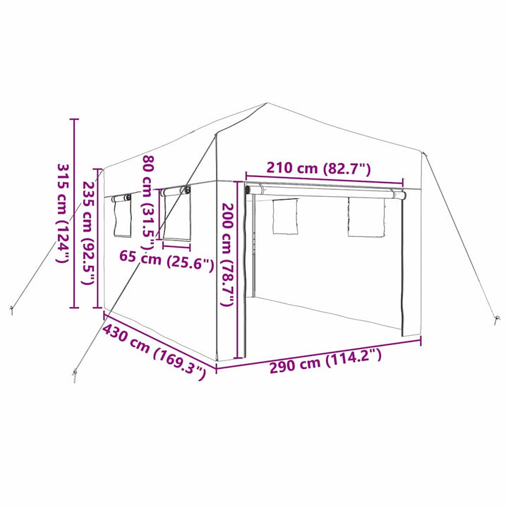 Drivhus med op-poppende ramme Grøn 290 x 430 x 315 cm Jern
