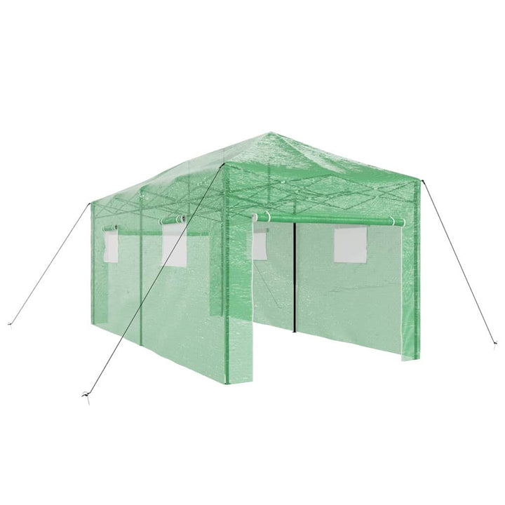 Drivhus med op-poppende ramme Grøn 290 x 580 x 315 cm Jern