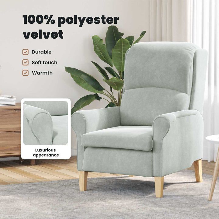 lænestol Lysegrå Fløjl