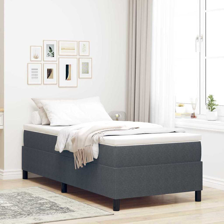 Box spring seng Mørkegrå og Hvid 90 x 190 cm Velourstof
