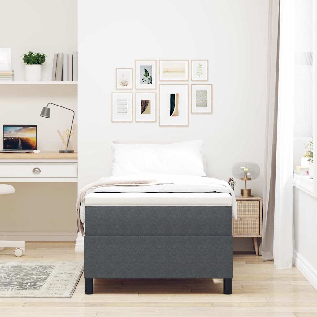 Box spring seng Mørkegrå og Hvid 90 x 190 cm Velourstof