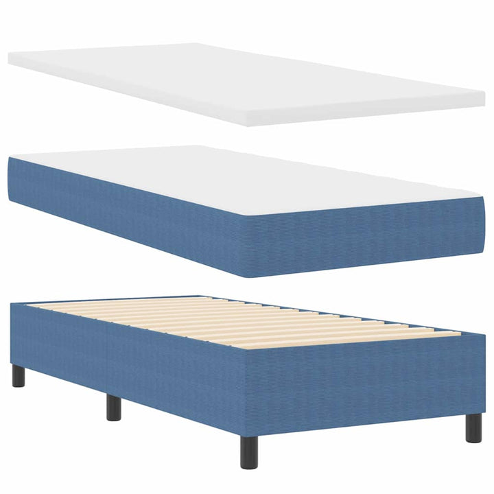 Box spring seng Blå og Hvid 90 x 190 cm Velourstof