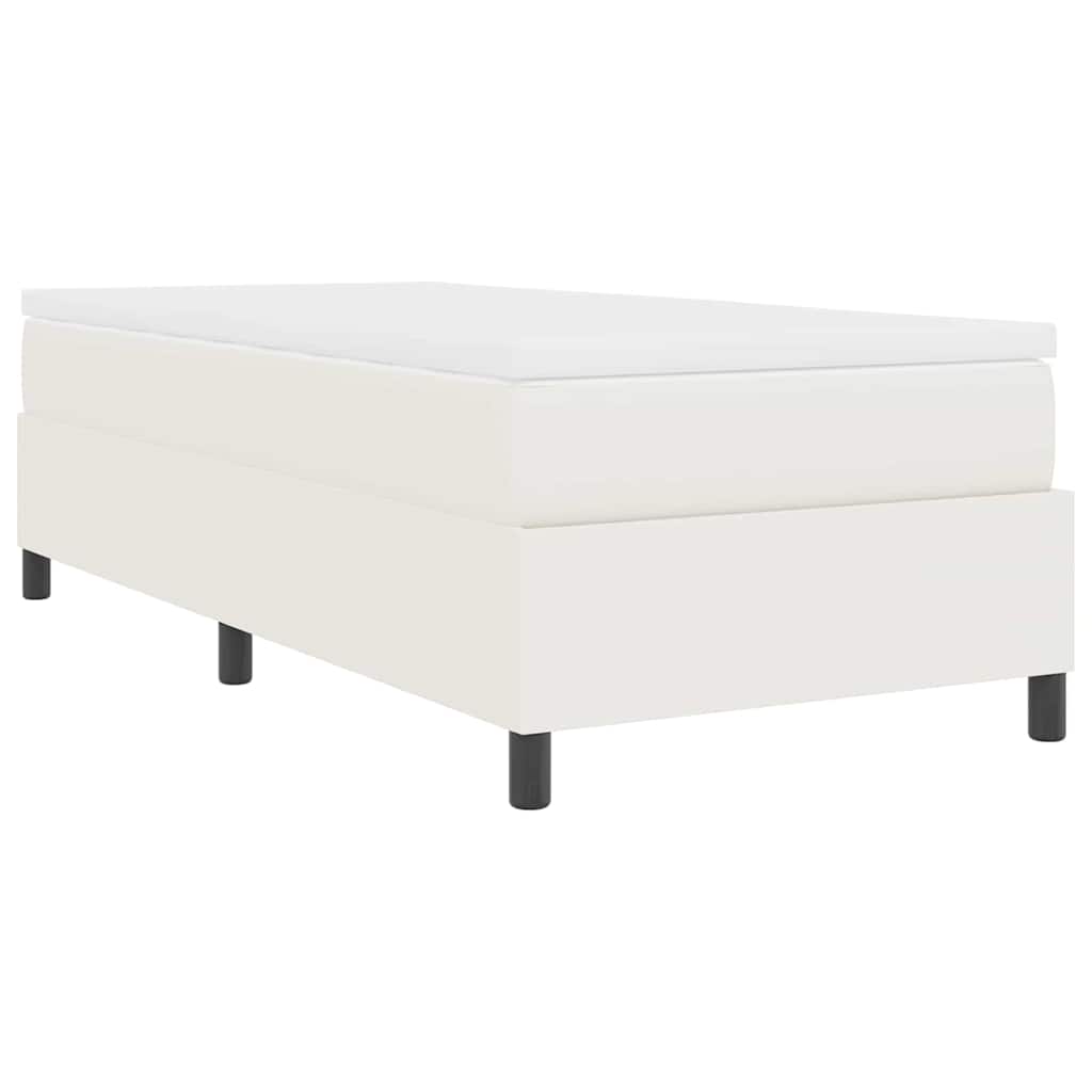 Box spring seng Creme og hvid 90 x 200 cm Velourstof