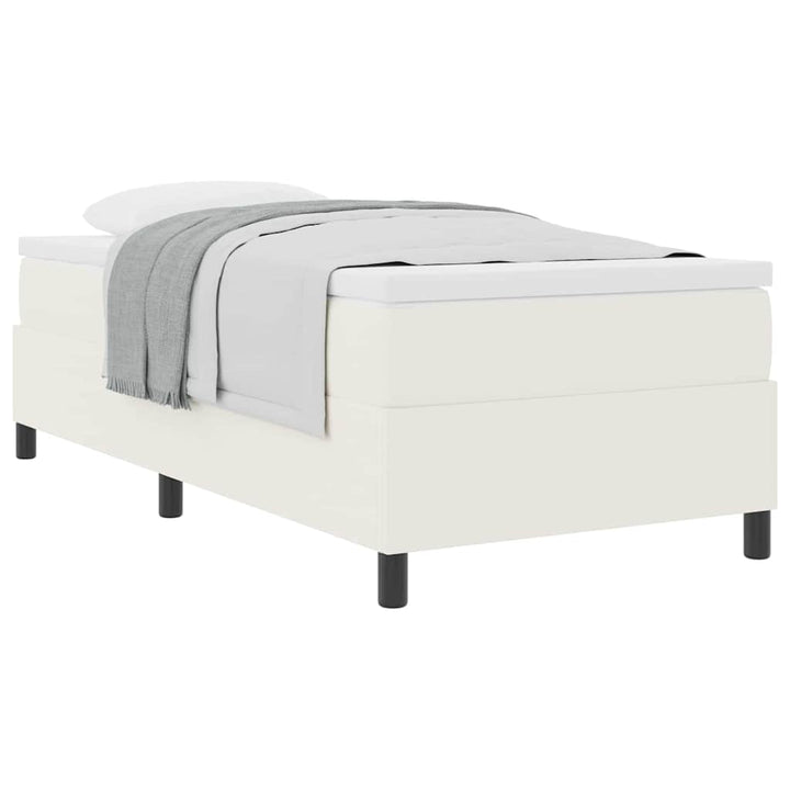 Box spring seng Creme og hvid 90 x 200 cm Velourstof
