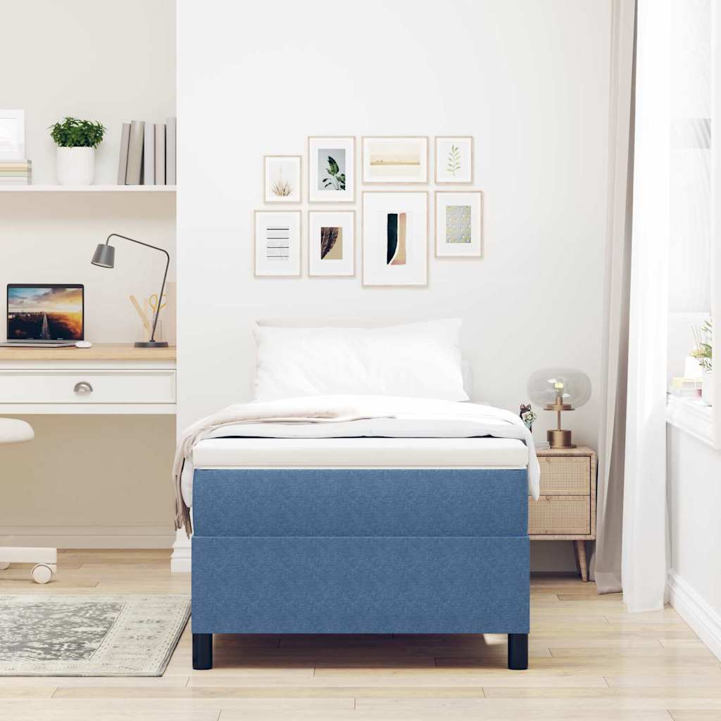 Box spring seng Blå og Hvid 100 x 200 cm Velourstof