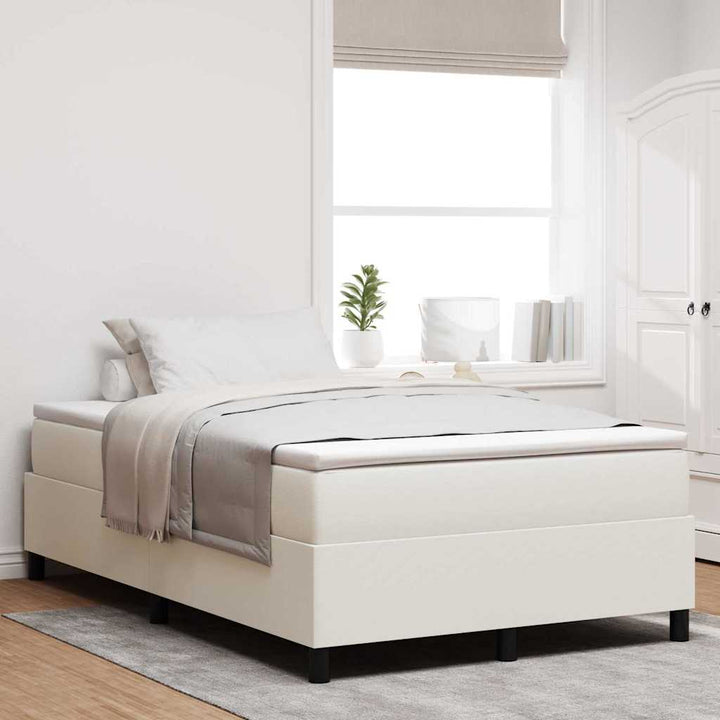 Box spring seng Creme og hvid 120 x 190 cm Velourstof