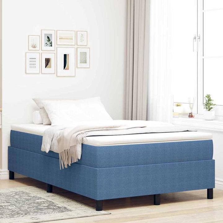 Box spring seng Blå og Hvid 120 x 190 cm Velourstof