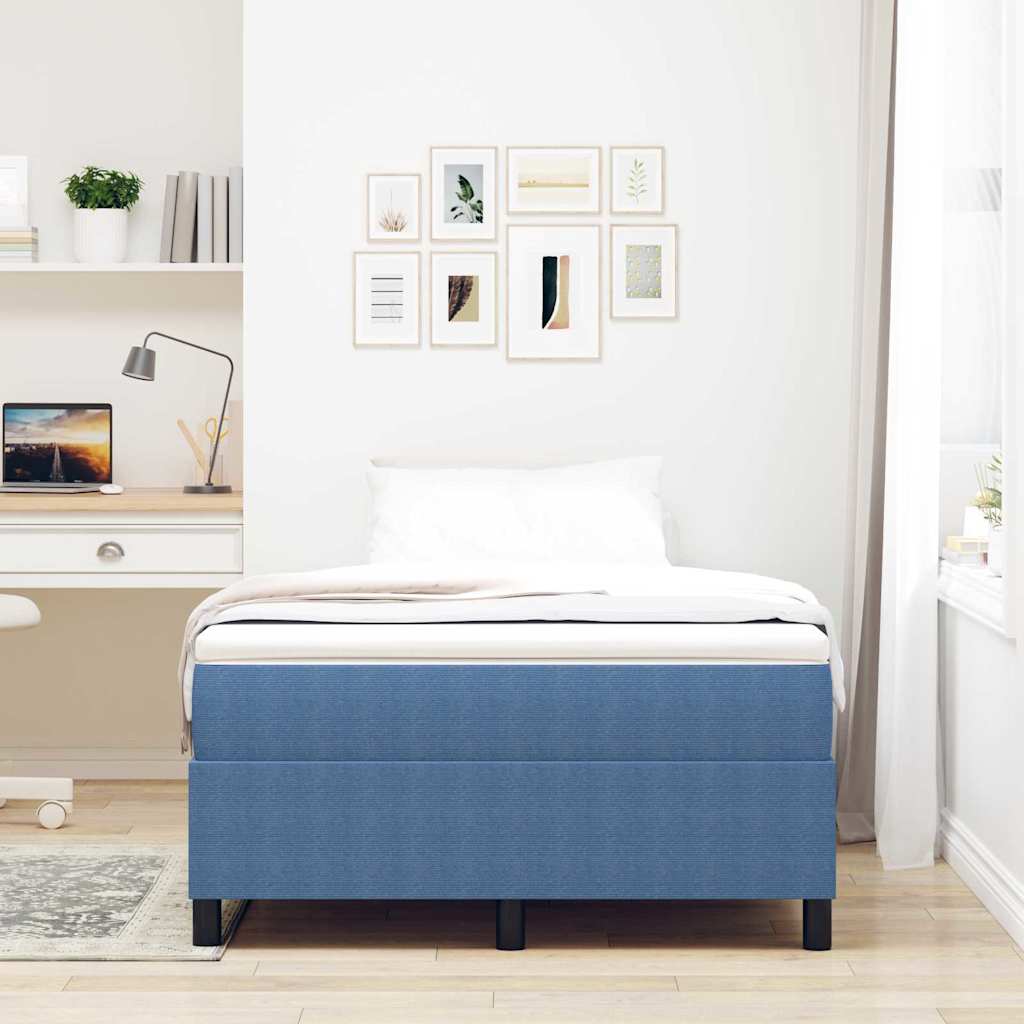 Box spring seng Blå og Hvid 120 x 190 cm Velourstof