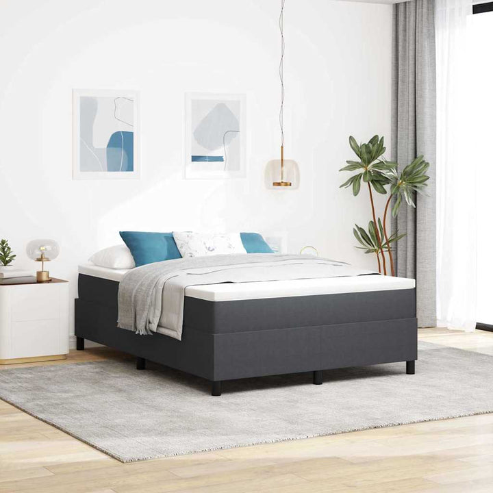 Box spring seng Mørkegrå og Hvid 140 x 200 cm Velourstof